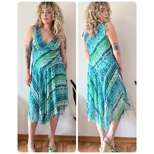 Y2K Asymmetrical Hem Midi Dress